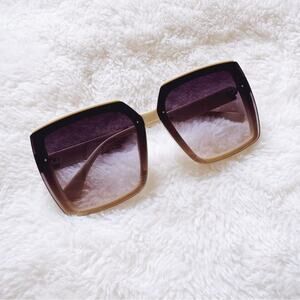 Gloria Cream Square Oversized Sunglasses